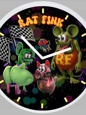 Rat Fink Graphic Wall Clock — Colorful Retro Cartoon Art
